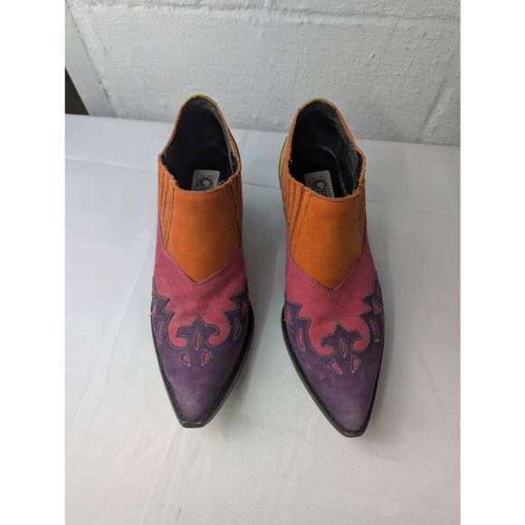 Circle S Corral Rainbow Multi Color Cowgirl Western Low Boots sz 7.5 - Picture 2 of 8